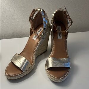 Steve Madden Gold Wedge Espadrilles